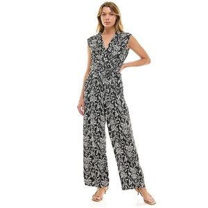 Ideology Black & White Floral Wrap Jumpsuit